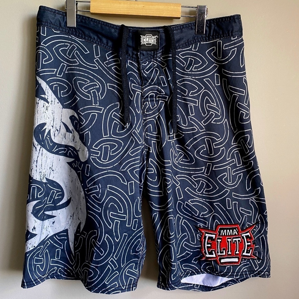 MMA‎ Elite Men's Athletic Shorts Gray Patterned Size Medium